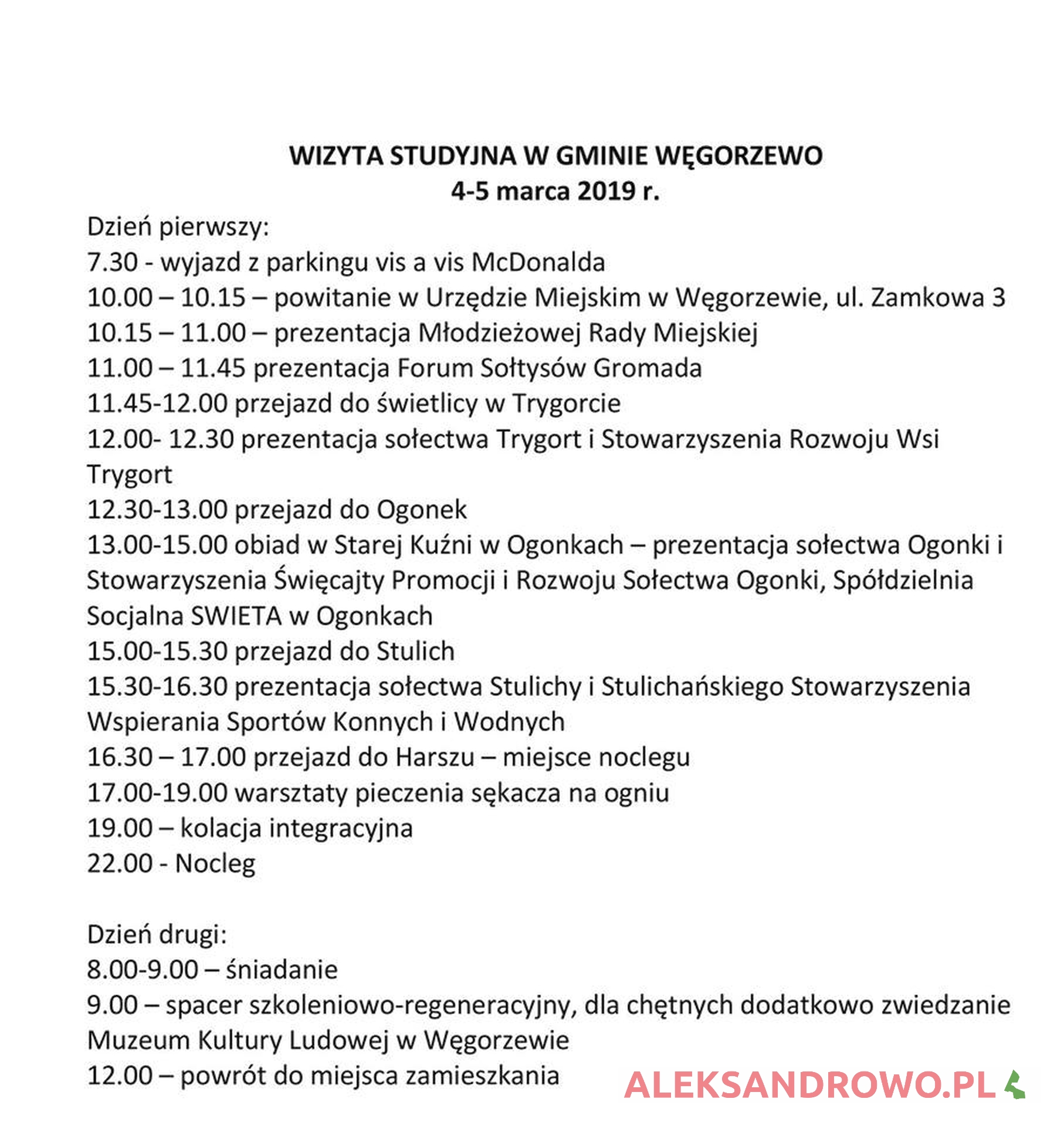 Wyjazd studyjny do gminy Węgorzewo 4-5.03.2019