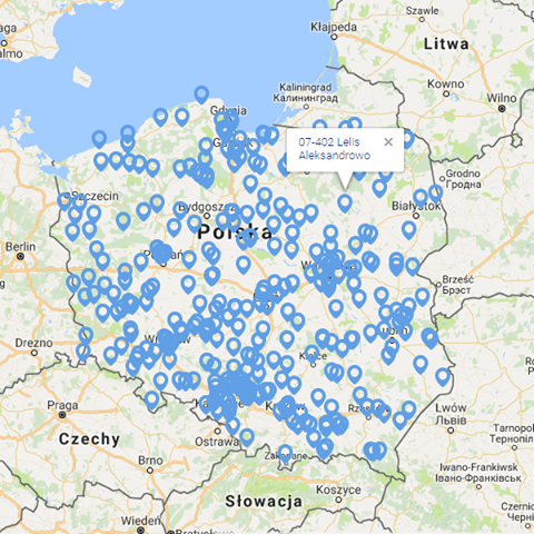 Mapa uczestników konkursu "Podwórko Talentów"