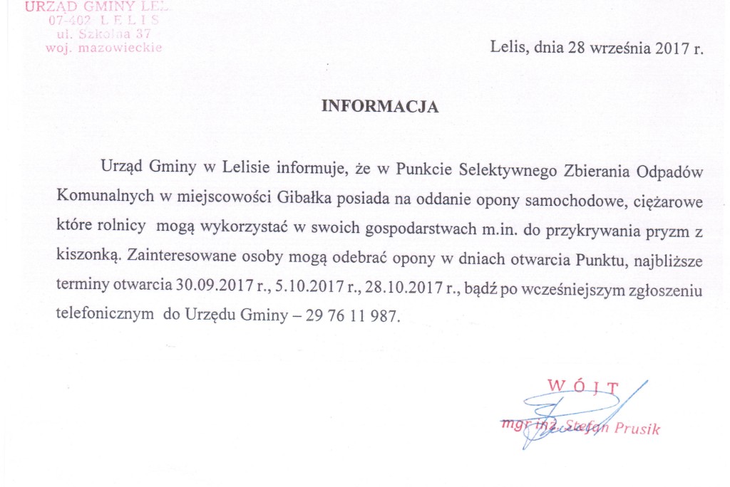 Opony z PSZOK  dla rolników