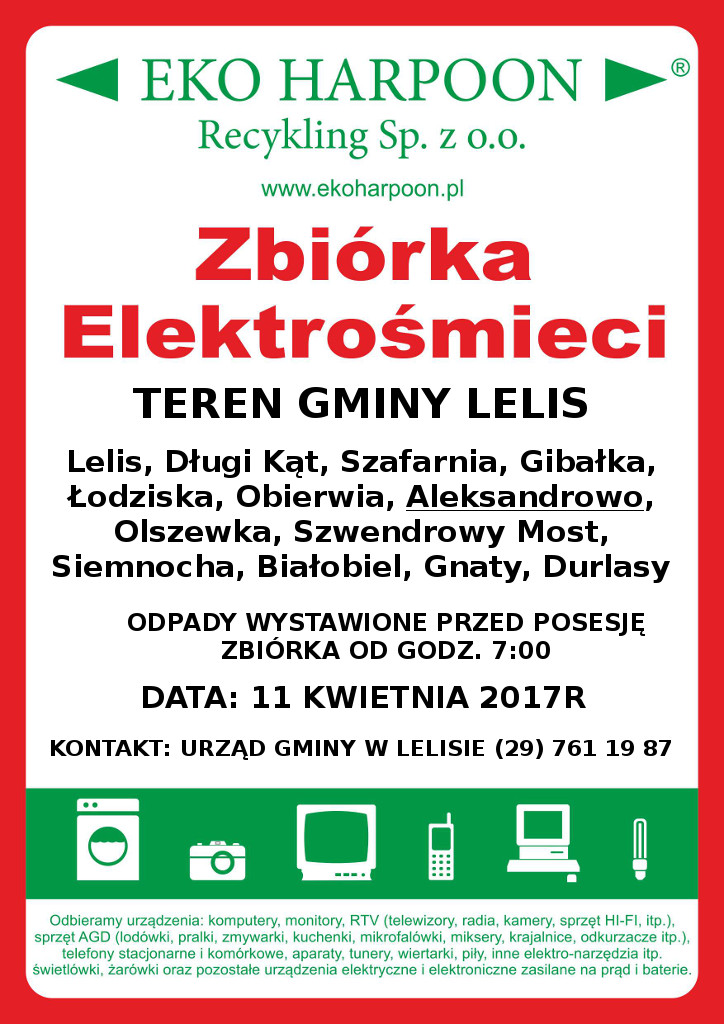Zbiórka elektrośmieci na terenie gminy Lelis 2017