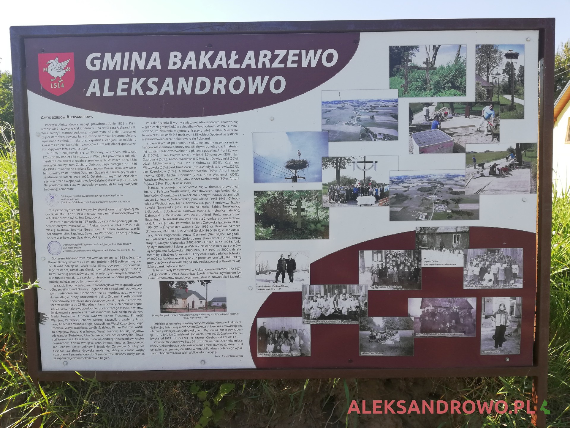 Aleksandrowo - tablica historyczna