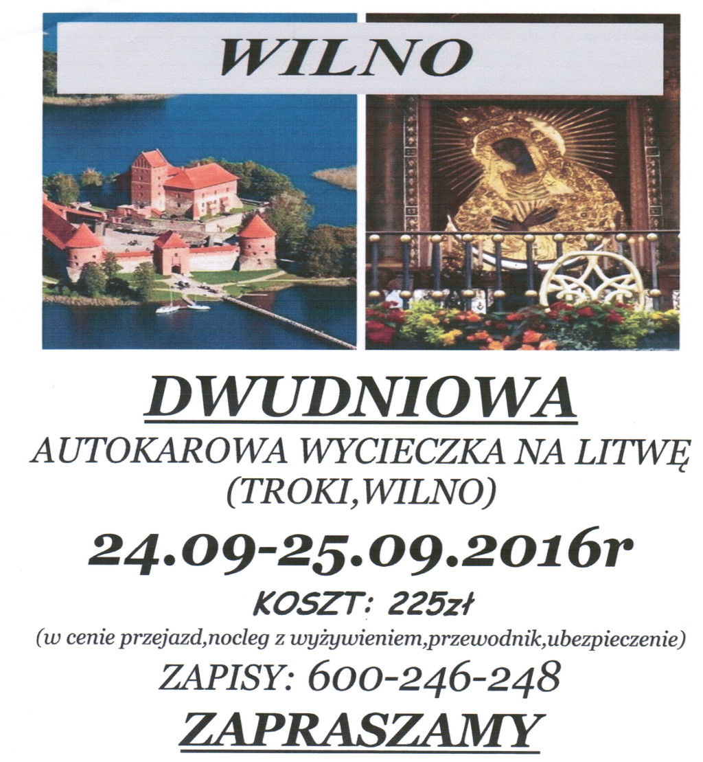 Wycieczka na Litwę 24-25.09.2016